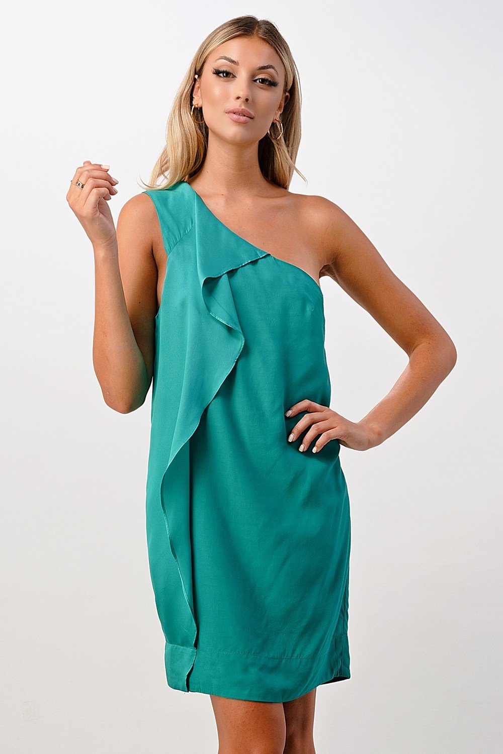 One-Shoulder Ruffle Detail Mini Dress | Apparel | Kitchen + Metal