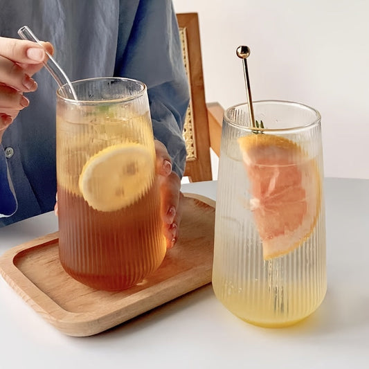 Visually Appealing Striped Glass Cup - High Borosilicate, Reusable &