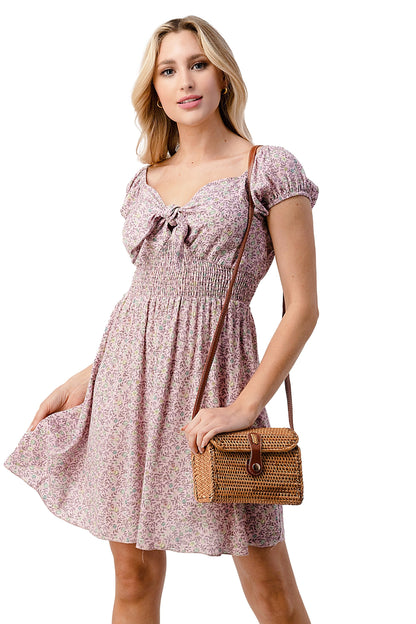 Bow Tie Front Cap Sleeves Emma Dress Daisy Floral | Apparel | Kitchen + Metal
