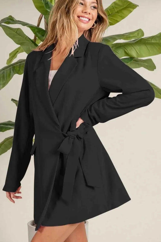 BiBi Wrap Tie Long Blazer Jacket - Stylish Versatile Long Blazer Wrap Jacket