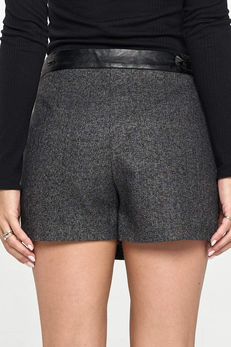 Asymmetrical Wrap Mini Skort with Faux Leather Trim | Apparel | Kitchen + Metal