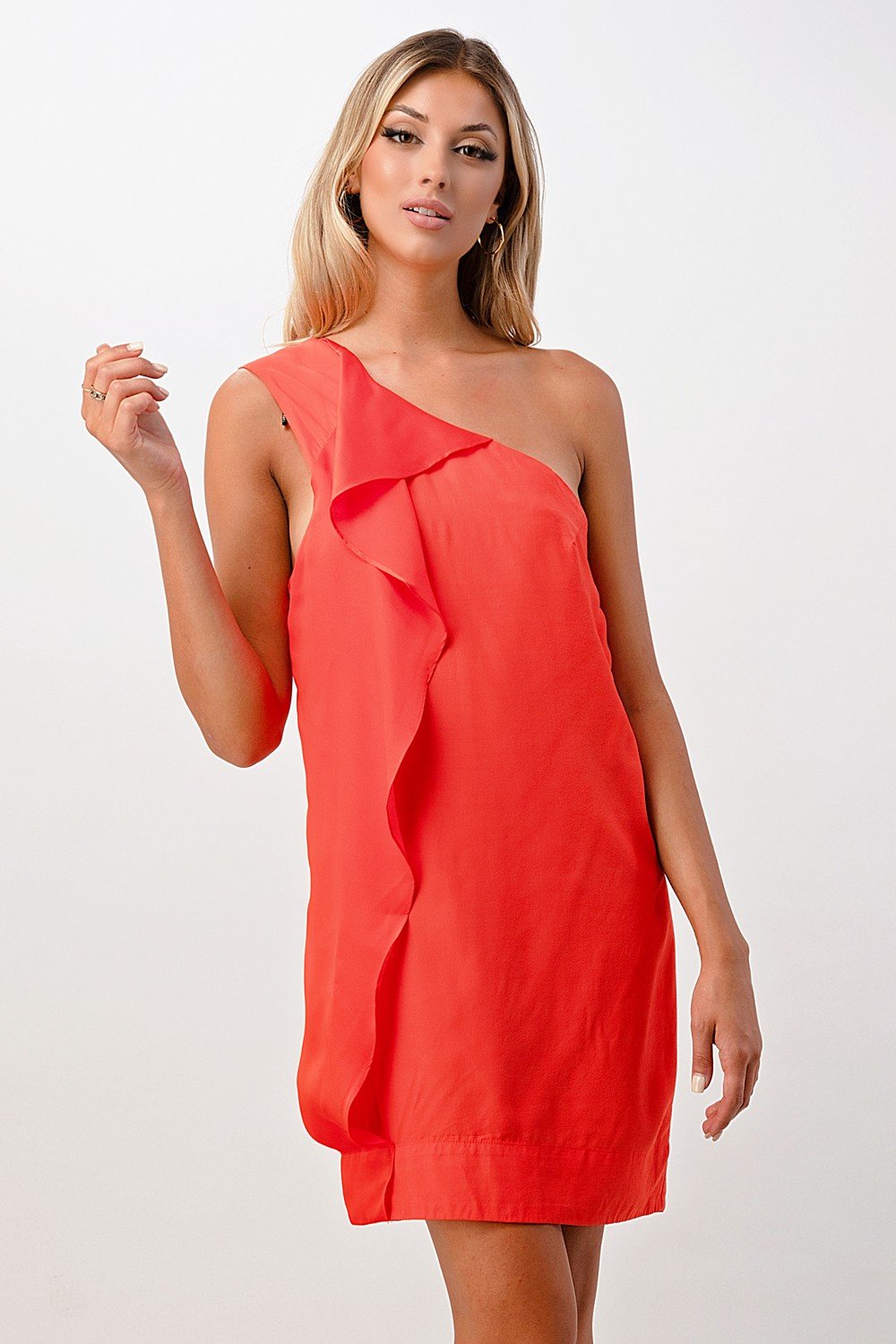 One-Shoulder Ruffle Detail Mini Dress | Apparel | Kitchen + Metal