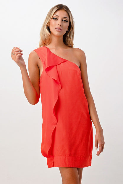 One-Shoulder Ruffle Detail Mini Dress | Apparel | Kitchen + Metal