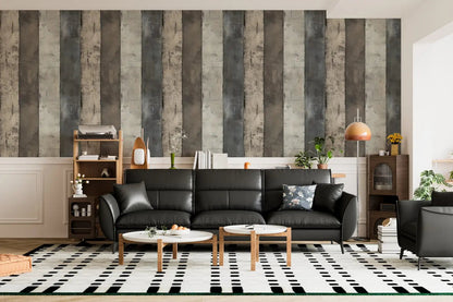 Weathered Concrete Stripe Wallpaper