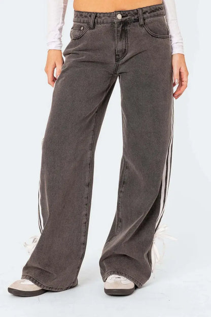 Side Striped Jeans for a Loose Fit Look
