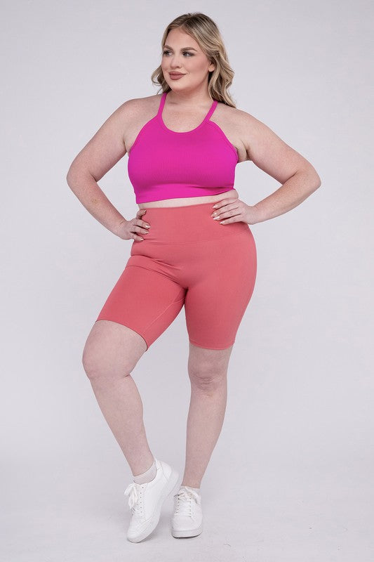 ZENANA Plus Athletic High Rise Biker Shorts