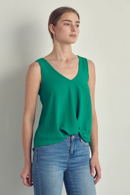 V-neck Sleeveless Knotted Front Hi-Low Top | Kitchen + Metal