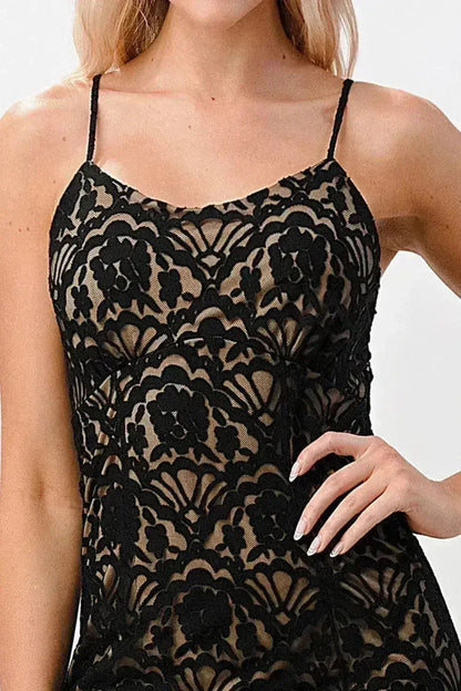 Elegant Black Lace Maxi Dress with Side Slit