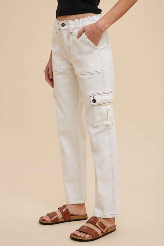 Annie Wear Women's Cargo Jeans - Straight Leg with Pockets