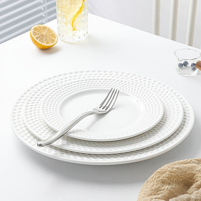 Nordic Ceramic Plates Set Elegant White Golf Pattern