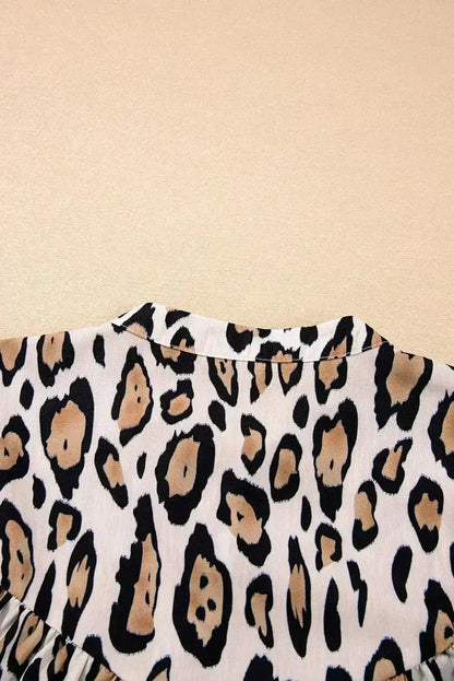 Light Leopard Print Balloon Sleeve Loose Blouse | Femstylo