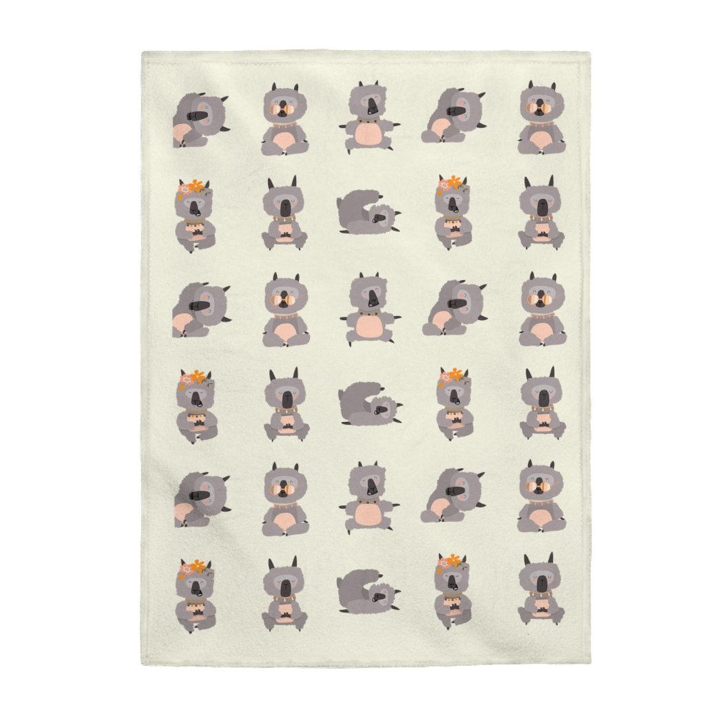 Lama Yoga Poses Velveteen Plush Blanket | Kitchen + Metal