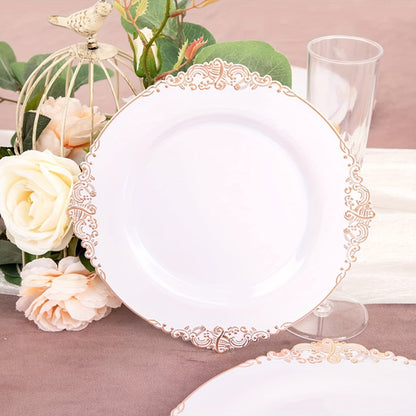 Elegant Gold Rim Plastic Dinnerware Set  50pcs Reusable