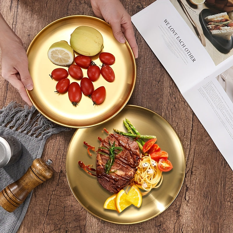 Elegant Stainless Steel Dessert  Snack Plate  Retro Style | Kitchen [Metal] | Kitchen + Metal