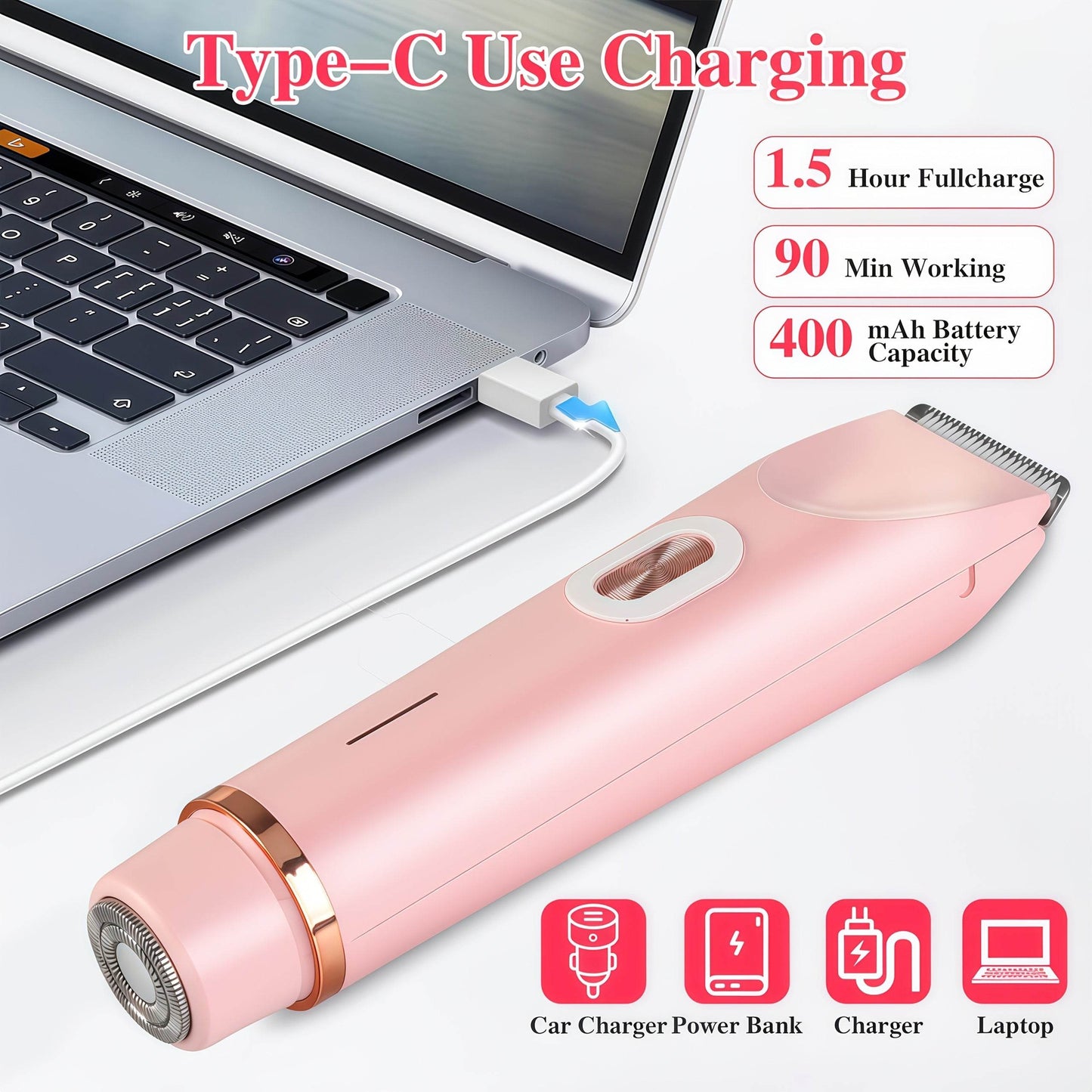 2-in-1 Bikini Line & Facial Trimmer for Women – Gentle, Precise Hair Removal