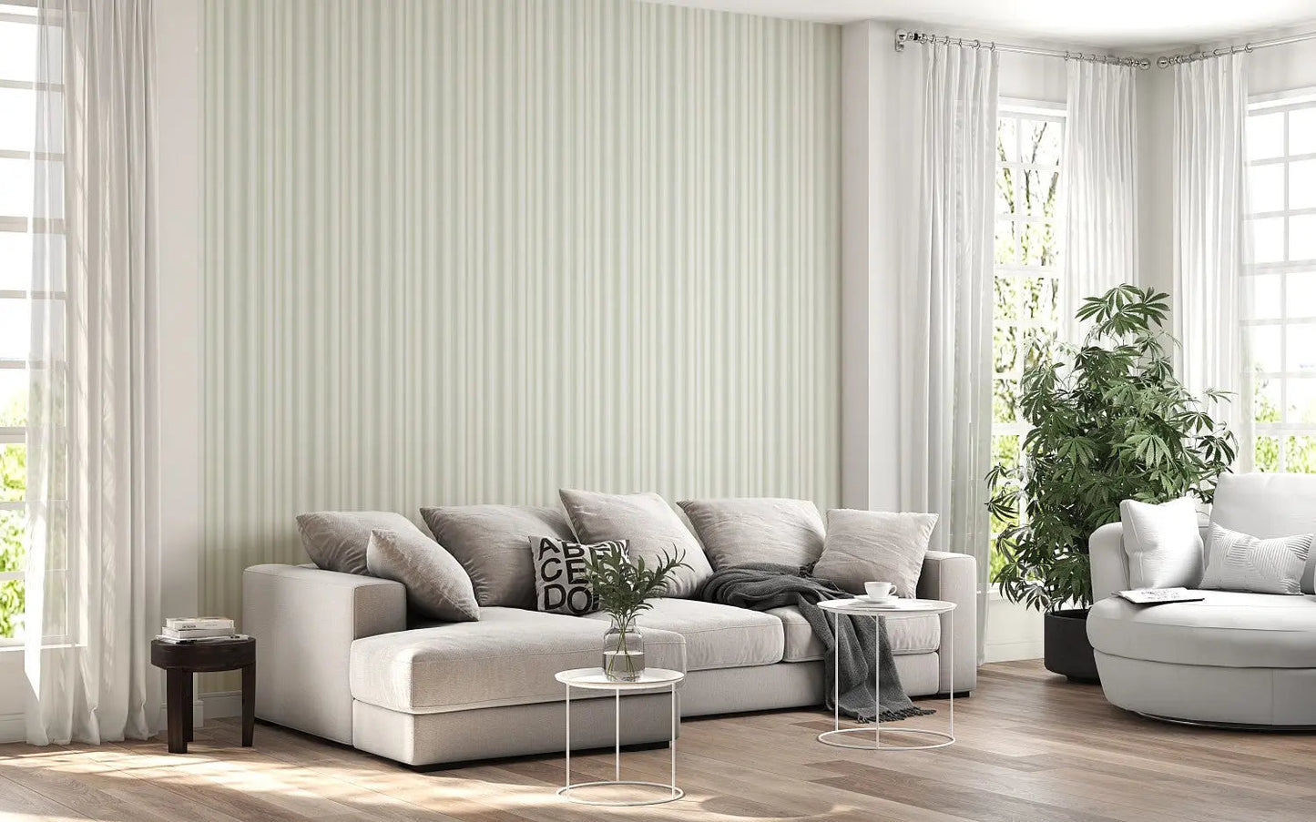 Serene Sage Stripe Wallpaper