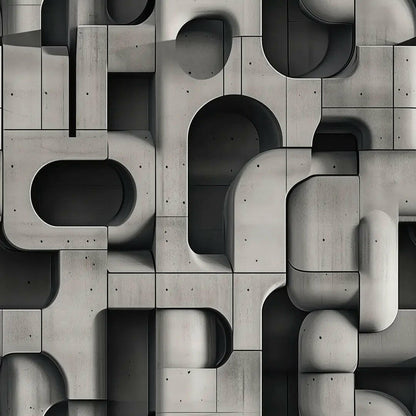 Brutalist Forms Concrete Mural