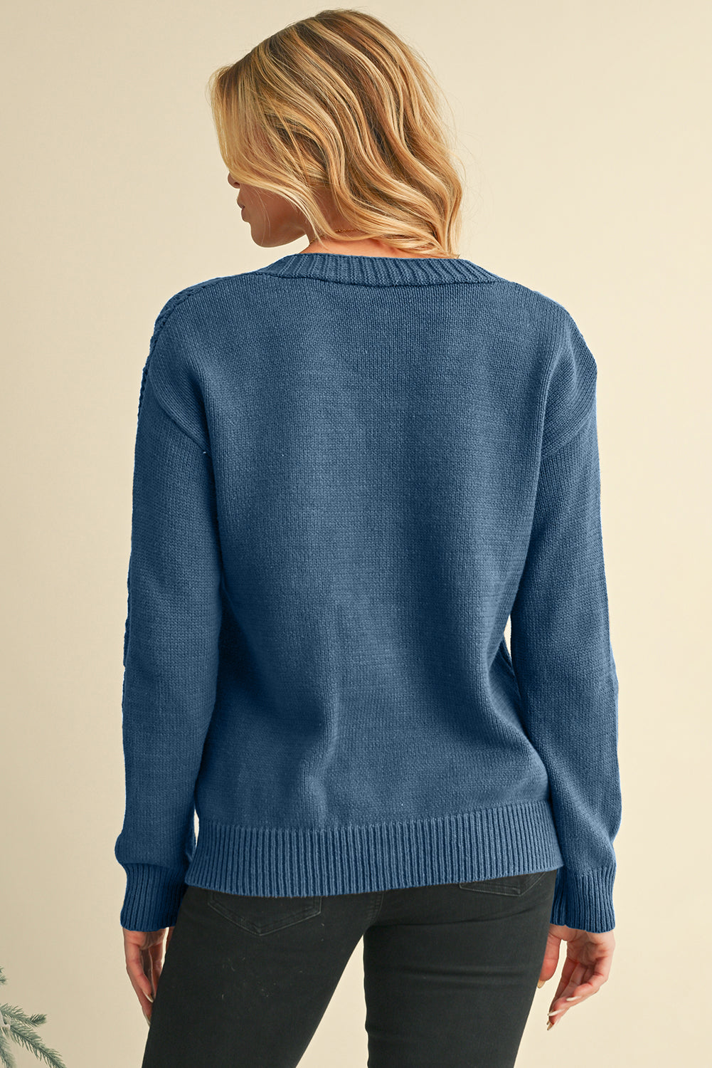 Dark Khaki Cardigan - Hollow Knit Drop Shoulder Style