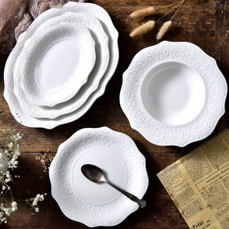 Vintage Lace Ceramic Plate  Nordic Style Elegance