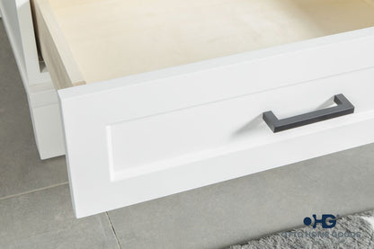 Paloma 24" White Bathroom Vanity with Quartz Top & Black Hardware