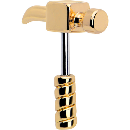 16G 1/4 Gold Tone Optical Illusion Hammer Cartilage Tragus Earring