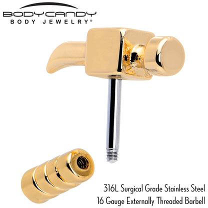 16G 1/4 Gold Tone Optical Illusion Hammer Cartilage Tragus Earring