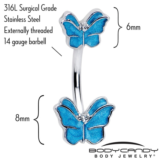 Simply Butterfly Blue Double Mount Belly Ring