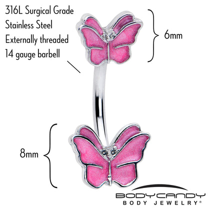 Simply Butterfly Pink Double Mount Belly Ring