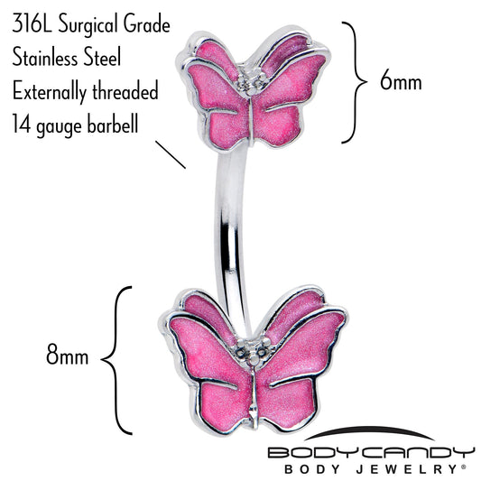Simply Butterfly Pink Double Mount Belly Ring