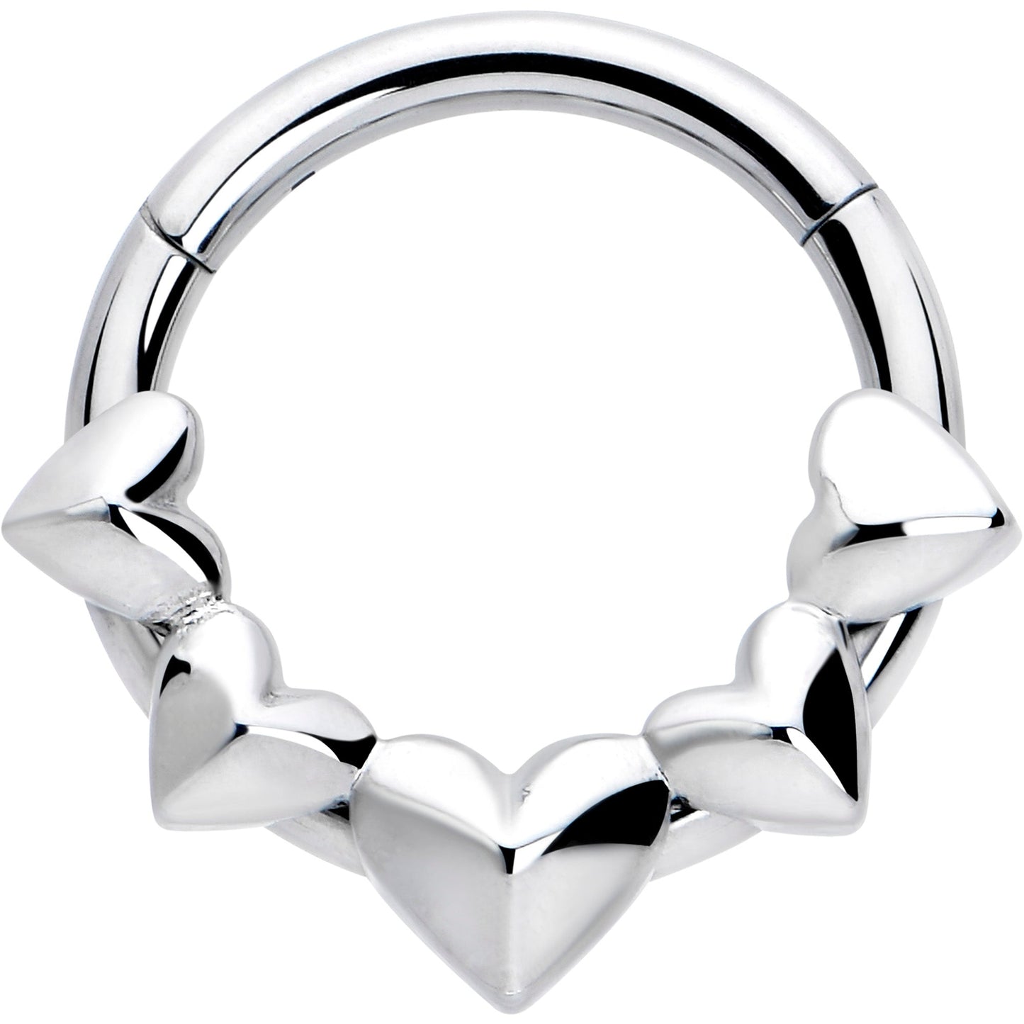 16G 5/16 3D Hearts Hinged Segment Ring