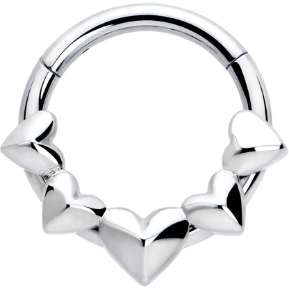 16G 5/16 3D Hearts Hinged Segment Ring