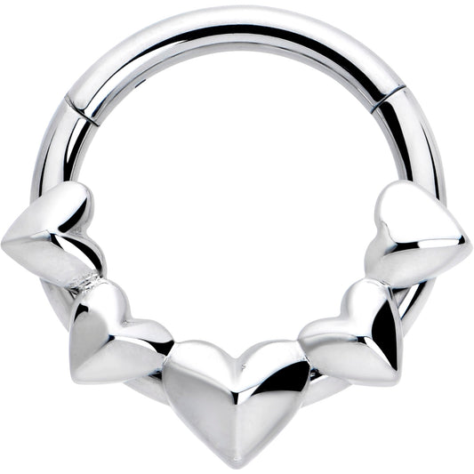 16G 5/16 3D Hearts Hinged Segment Ring