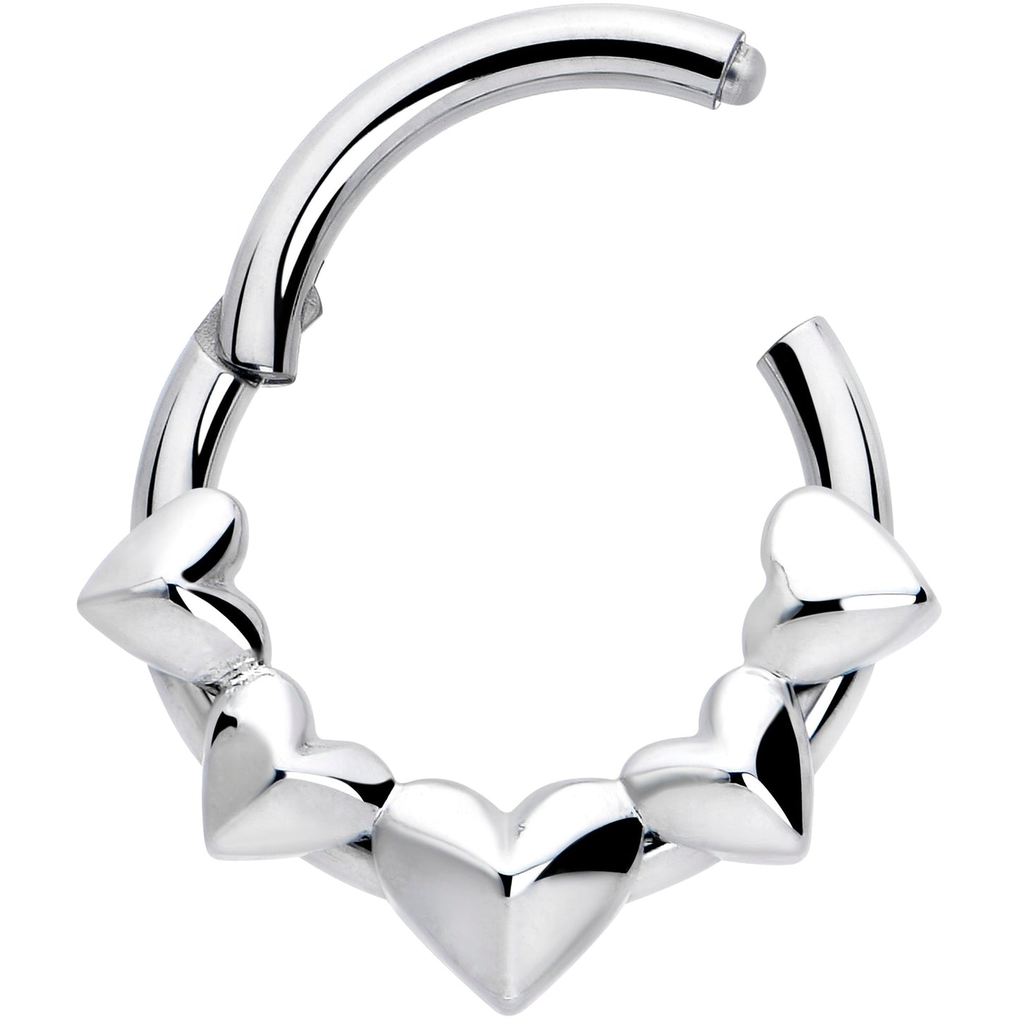 16G 5/16 3D Hearts Hinged Segment Ring