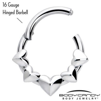 16G 5/16 3D Hearts Hinged Segment Ring