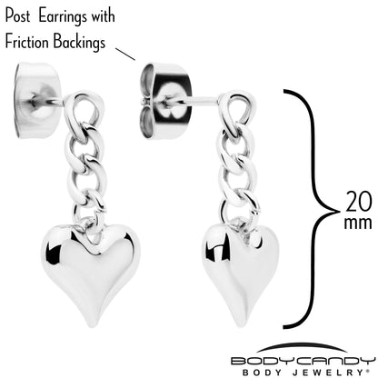 Chain Dangle Heart Stud Earrings