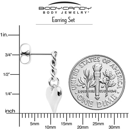 Chain Dangle Heart Stud Earrings