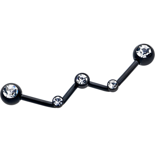 14G Clear Gem Black Constellation Style Project Bar 32mm