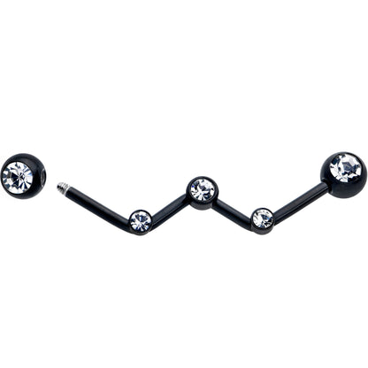 14G Clear Gem Black Constellation Style Project Bar 32mm