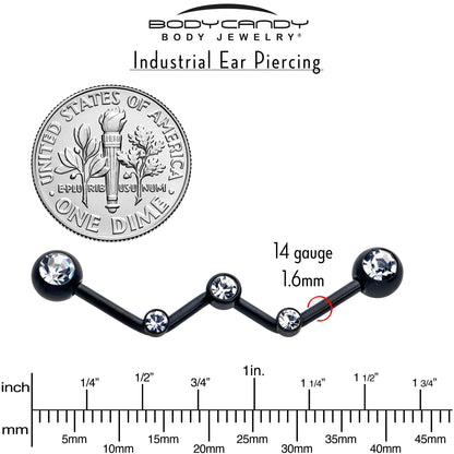 14G Clear Gem Black Constellation Style Project Bar 32mm