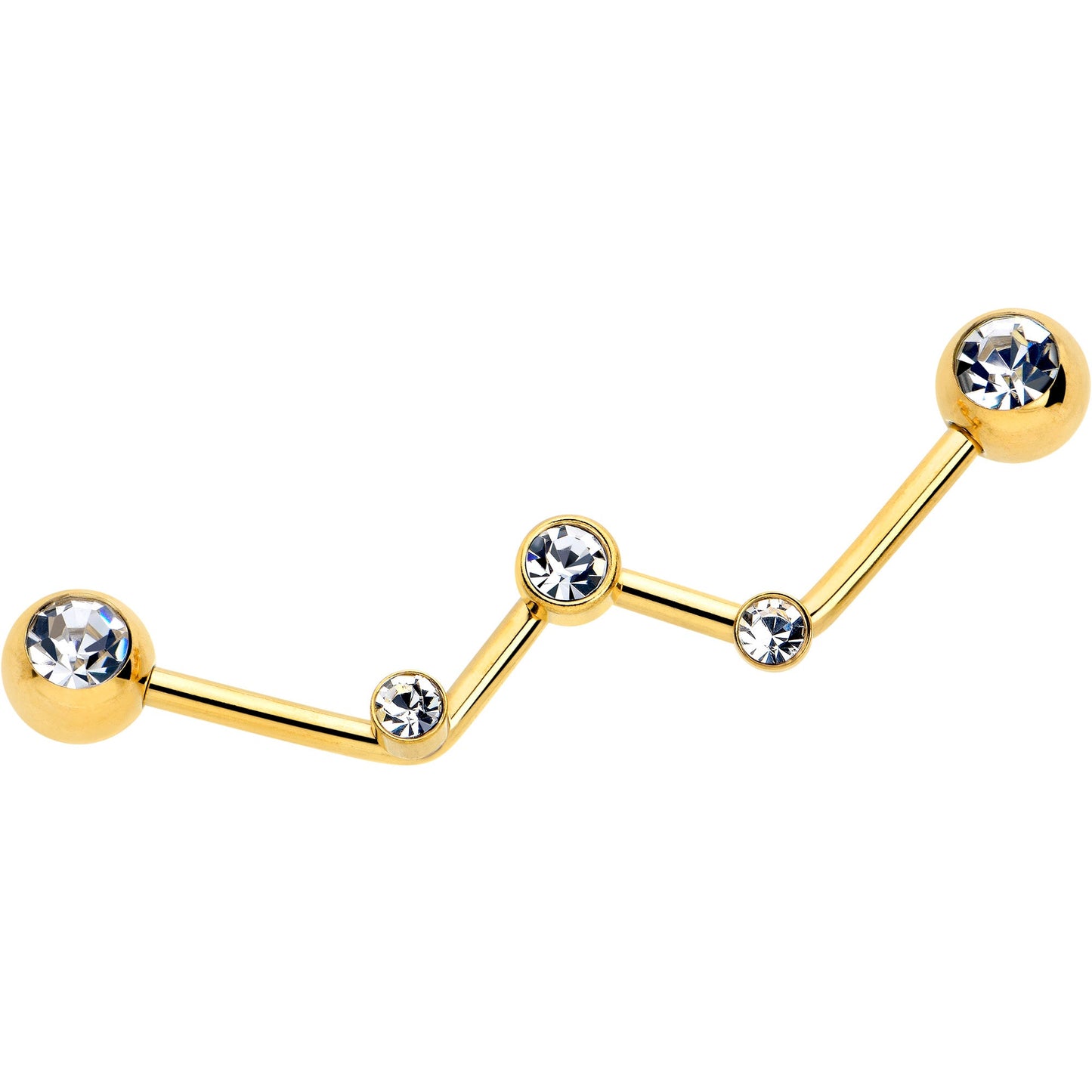 14G Clear Gem Gold Tone Constellation Style Project Bar 32mm