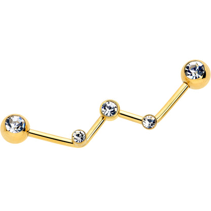 14G Clear Gem Gold Tone Constellation Style Project Bar 32mm
