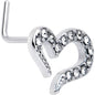 20G 7mm Clear Gem Stylized Heart L Shape Nose Ring