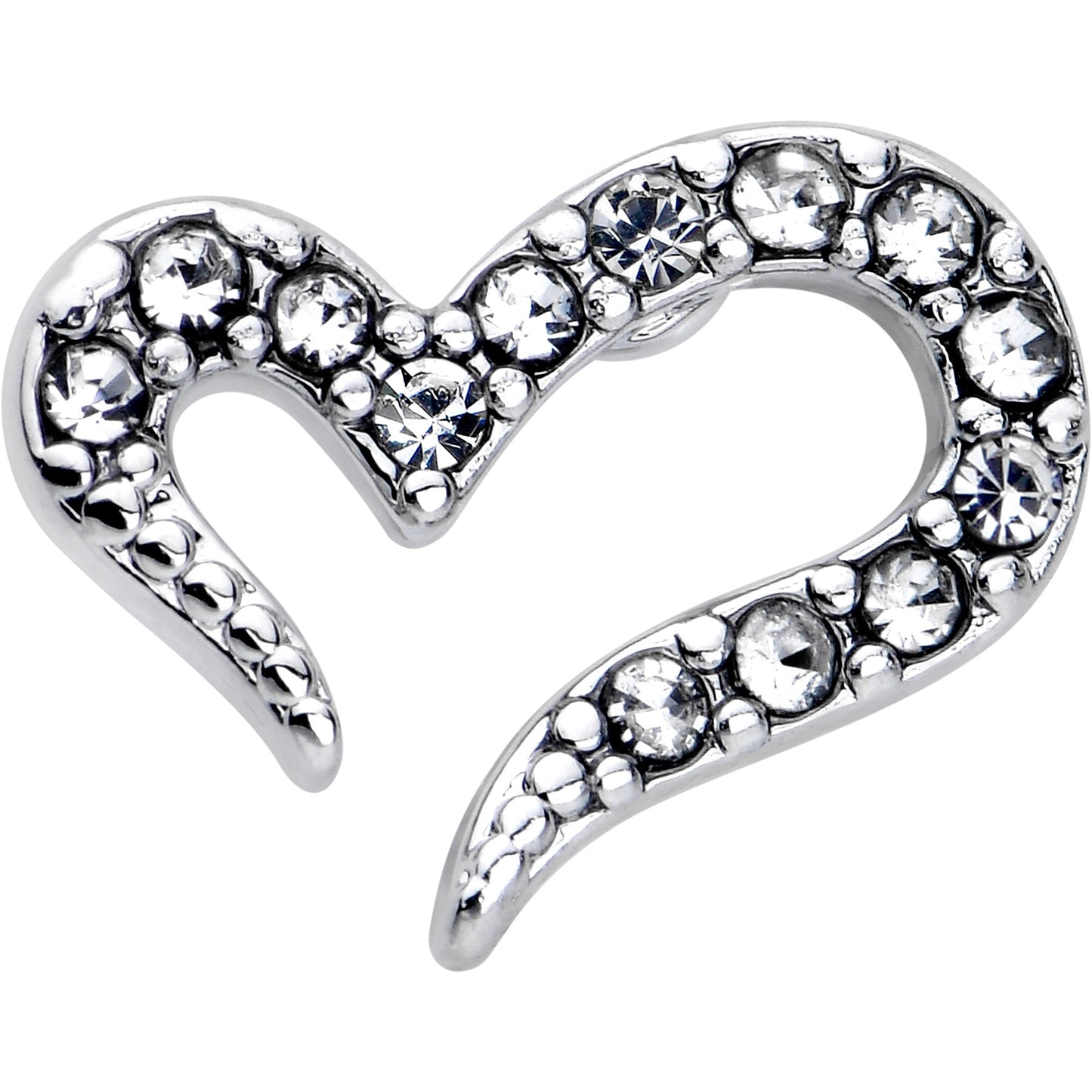 20G 7mm Clear Gem Stylized Heart L Shape Nose Ring