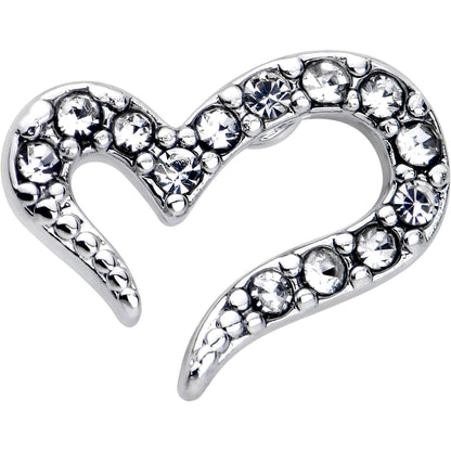20G 7mm Clear Gem Stylized Heart L Shape Nose Ring