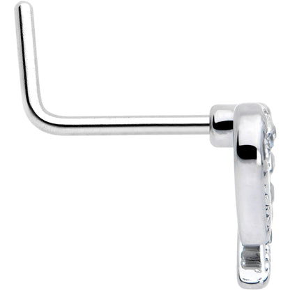 20G 7mm Clear Gem Stylized Heart L Shape Nose Ring