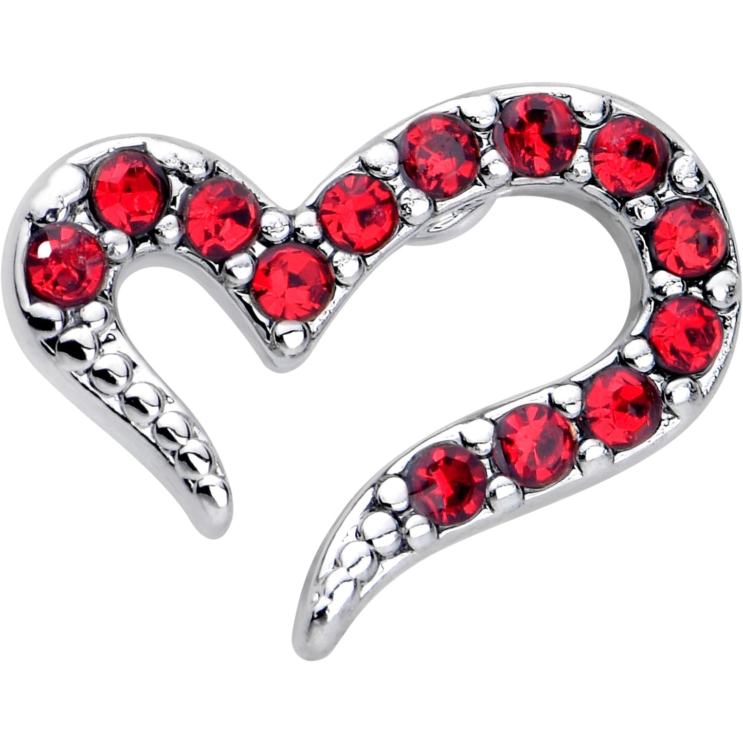 20G 7mm Red Gem Stylized Heart L Shape Nose Ring