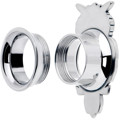 Red CZ Gem Wise Owl Screw Fit Tunnel Plug Set Available Sizes 6mm to 16mm