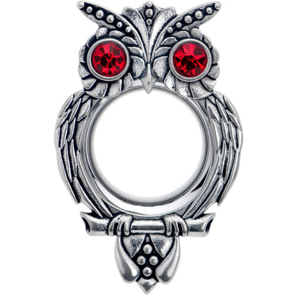 Red CZ Gem Wise Owl Screw Fit Tunnel Plug Set Available Sizes 6mm to 16mm