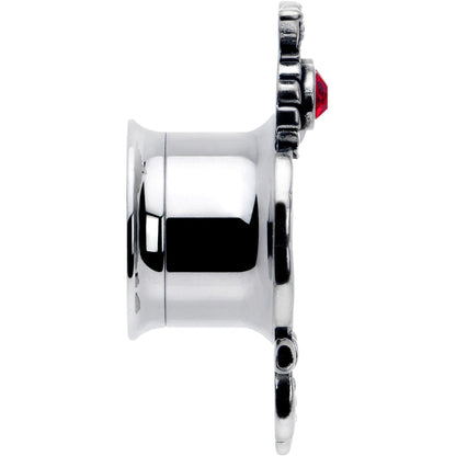 Red CZ Gem Wise Owl Screw Fit Tunnel Plug Set Available Sizes 6mm to 16mm