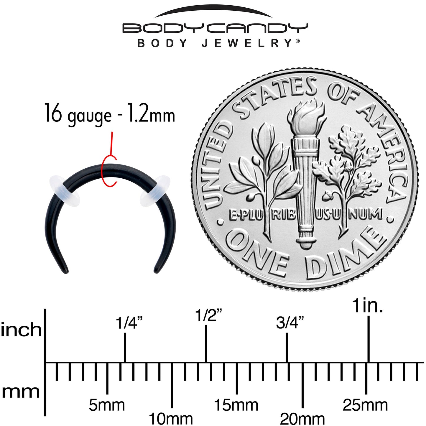 16G 5/16 Black Pincher Crescent Taper